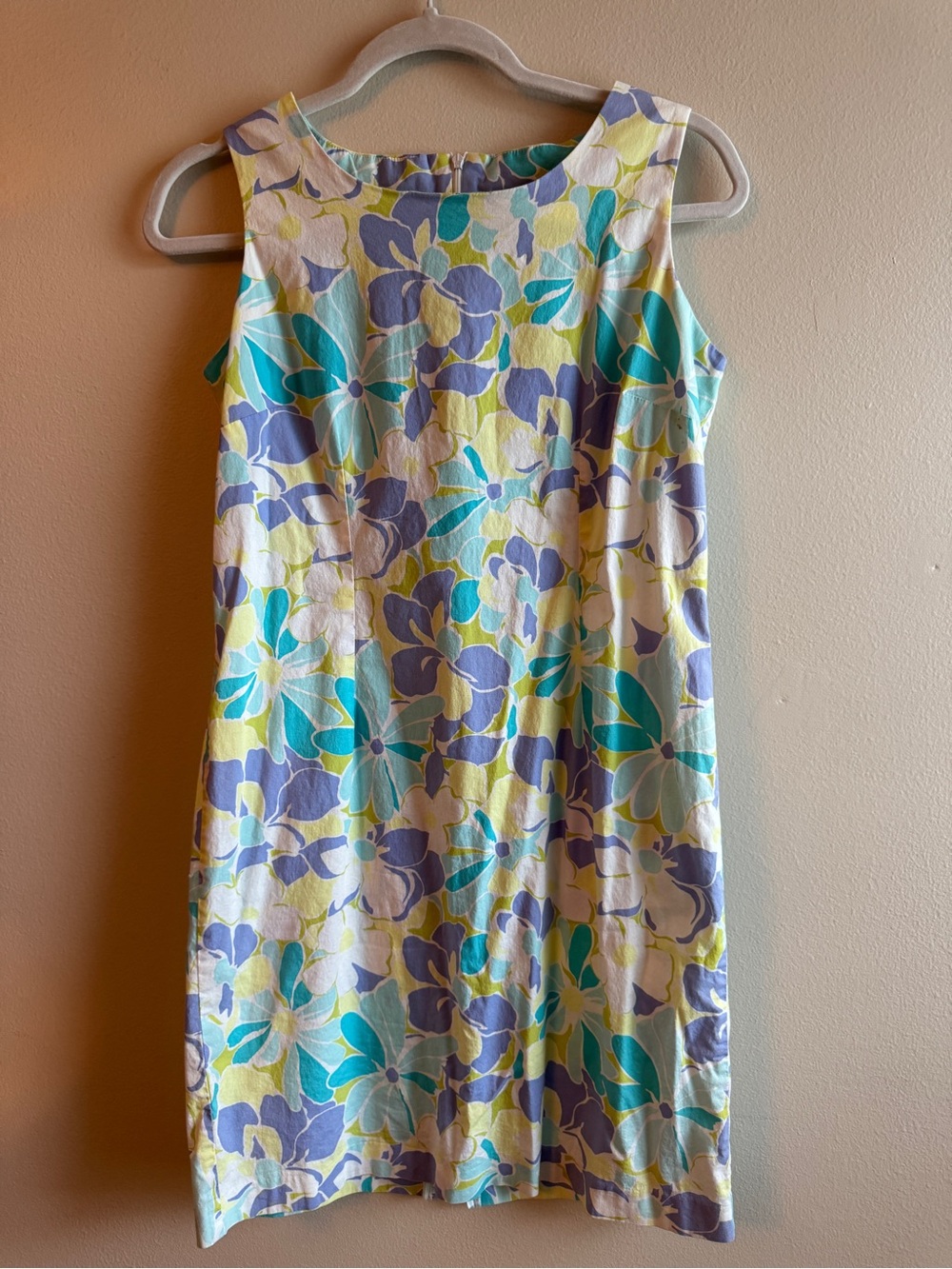 Chadwicks Sleeveless Floral Shift Dress in Purple, Teal & Yellow